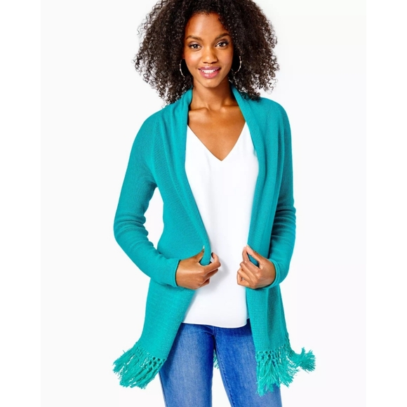 Lilly Pulitzer Sweaters - Lilly Pulitzer Maldives Green / Blue Tatum Fringe Cardigan Sweater